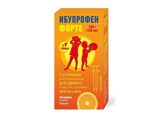 ибупрофен форте сусп д/внут прим д/детей (апельсин) 40 мг/мл 200г. 160мл фл №1/фармстандарт/
