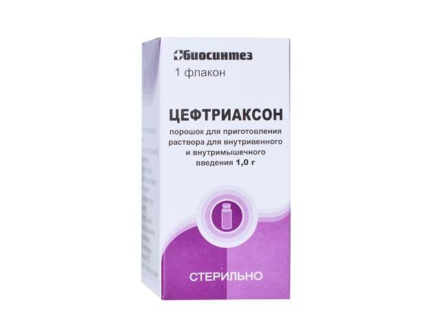 цефтриаксон 1г. №1 пор. д/р-ра д/в/в,в/м фл. /биосинтез/