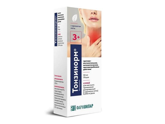 тонзинорм спрей 0,255мг/доза 30мл (176доз) фл. д/ мест. прим. дозир. с ароматом мяты