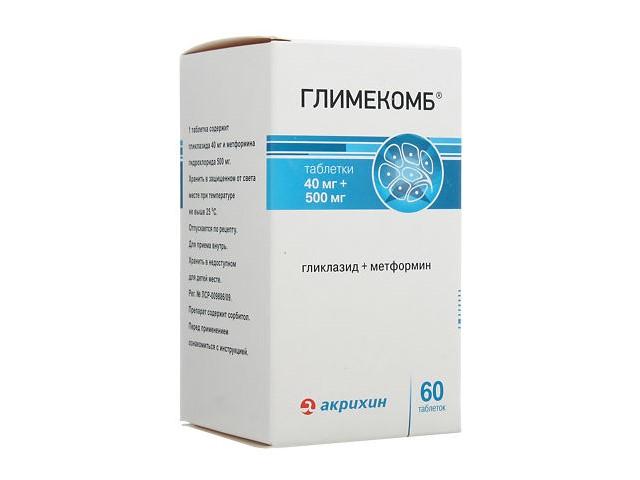 глимекомб 40мг.+500мг. №60 таб. /акрихин/
