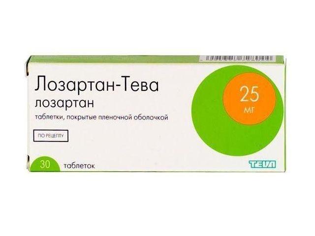 лозартан-тева 25мг. №30 таб. п/о