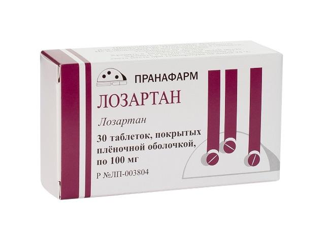 лозартан 100мг. №30 таб. п/п/о /пранафарм/ 2843