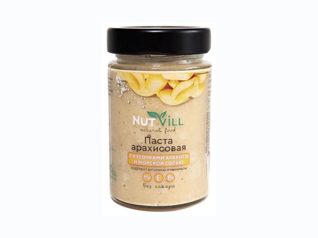 *nutvill паста "арахисовая с кусочками арахиса и морской солью" 180г. 0010024