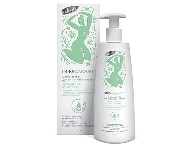 гинокомфорт моющ.гель увлажн. 200г. д/сух.кожи с экстрактом мальвы и гиалур.к-ты