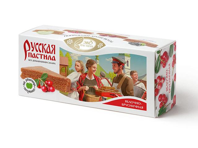 *экопастила русская пастила яблочно-брусничная, 45г.