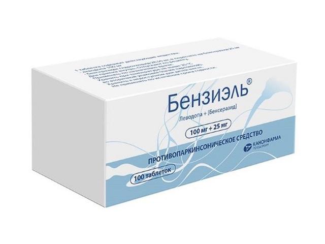 бензиэль 100мг+25мг n100 таб./канонфарма/