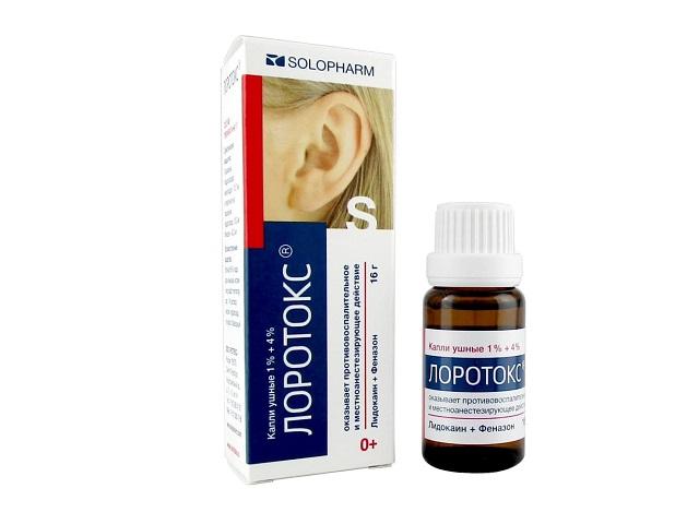 лоротокс 1%+4% 16г. капли ушные 4394
