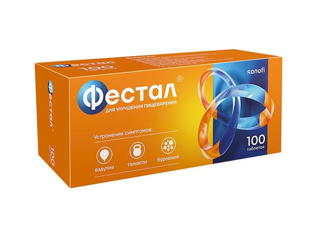 фестал №100 таб.киш.раств. п/о 9619