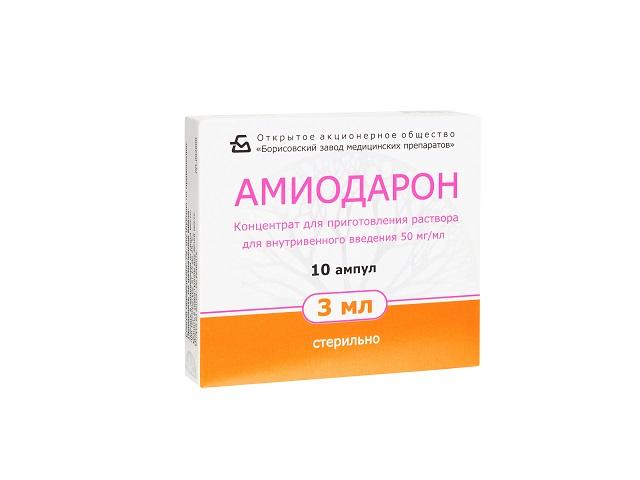 амиодарон 5% 3мл. №10 конц. д/приг. р-ра д/в/в амп. /борисовский/