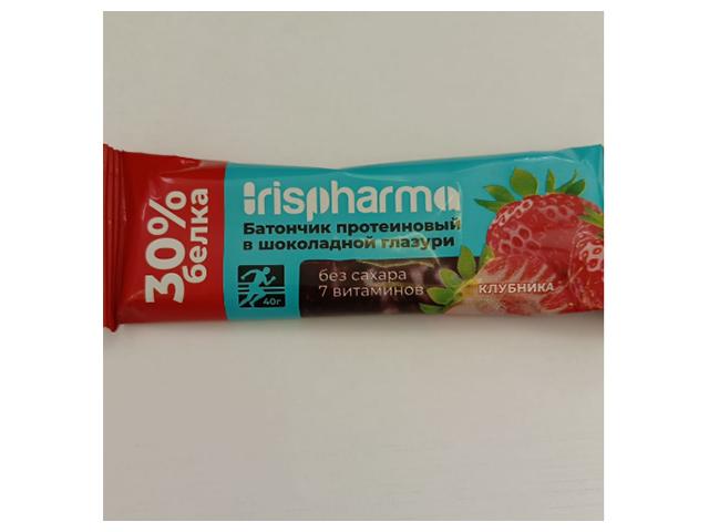 ирисфарма батончик протеиновый 30% клубника в шоколадной глазури 40г.(irispharma)