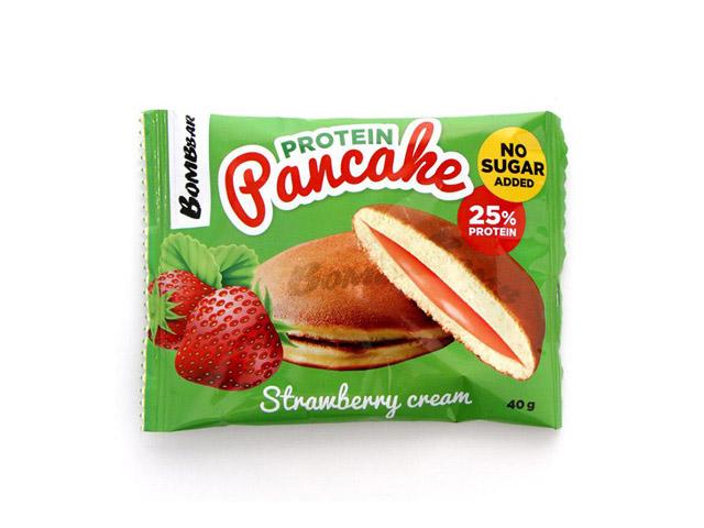*bombbar панкейк неглазированный с начинкой клубничный крем 40гр.