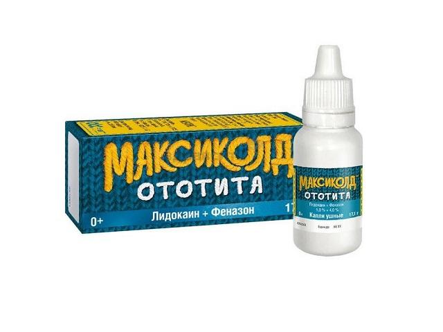 максиколд ототита 1%+4% 17,1 капли ушные 15мл. фл/кап. 3347