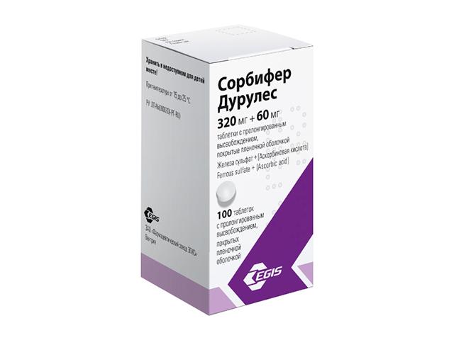 сорбифер дурулес 320мг/60мг. №100 таб. п/о 3572