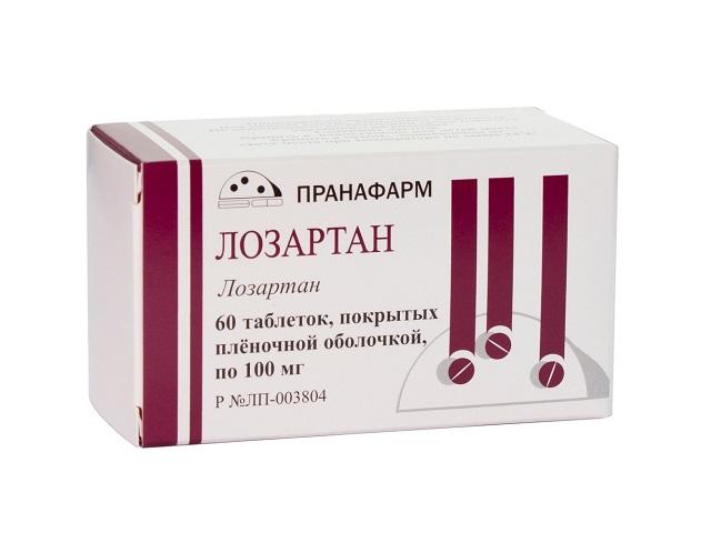 лозартан 100мг. №60 таб. п/п/о /пранафарм/ 3512