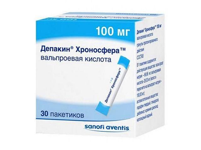 депакин хроносфера 100мг. №30 пак. гран. пролонг. 7837