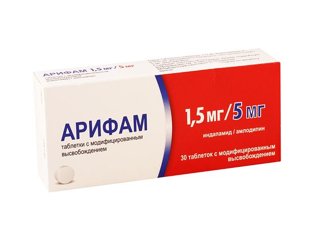 арифам 5мг.+1,5мг. №30 таб. модиф.высв. п/о 0733