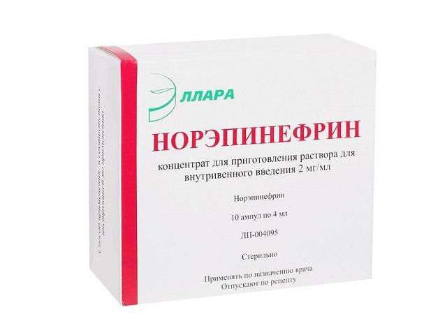 норэпинефрин велфарм конц-т д/приг р-ра для в/в введ 2мг/мл амп. 4мл №10 /эллара/
