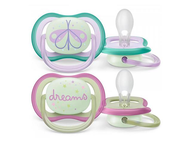 авент соска-пустышка силик. ultra air night д/дев. 0-6мес. №2  [avent]