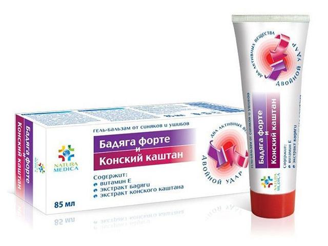 натура медика гель-бальзам конский каштан+бадяга форте от синяков 85мл. [natura medica]