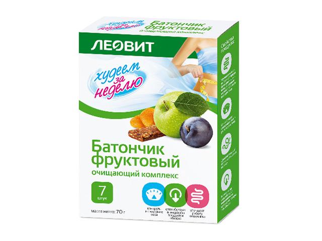 леовит худеем за неделю батончик фруктовый очищ. компл. 70г. (10г.х №7)