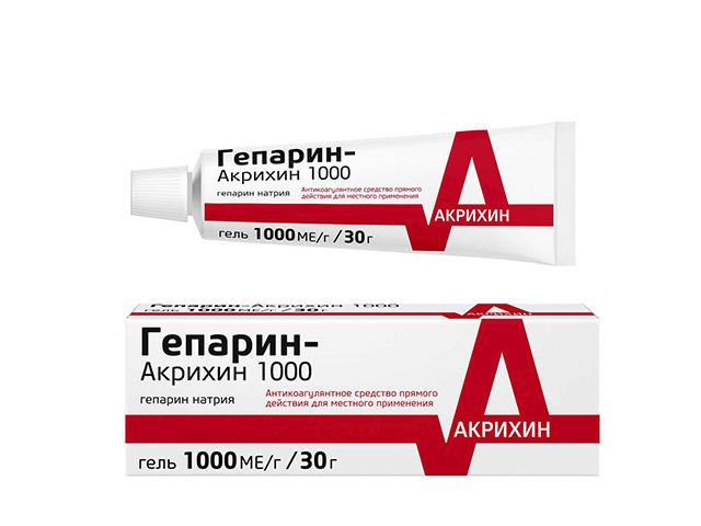 гепарин-акрихин гель д/наружн.прим. 1000ме 30г. /акрихин/