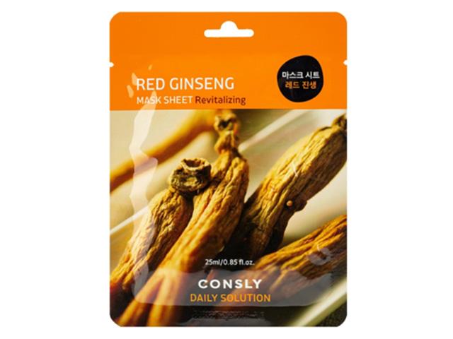 *consly маска тканевая для лица с экстрактом красного женьшеня 25 мл. 658415
