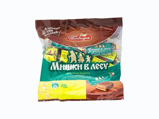 *кф победа конфеты шоколадные "мишки в лесу" с вафельной крошкой без сахара  №18 200г. 560