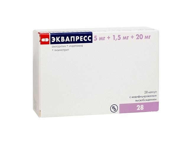эквапресс 5мг.+1,5мг.+20мг. №28 капс. мод.высвоб. 4598