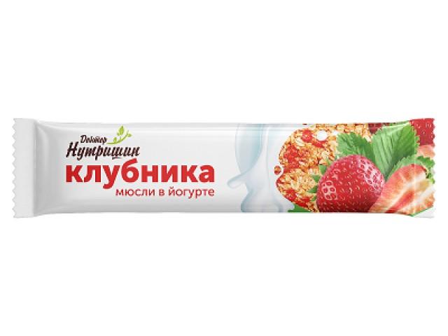 доктор нутришин батончик мюсли клубничный в йогуртовой глазури 30г.