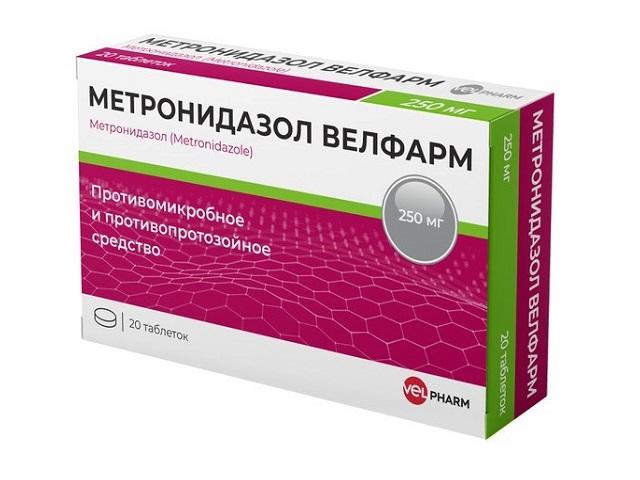 метронидазол велфарм 250мг. №20 таб.