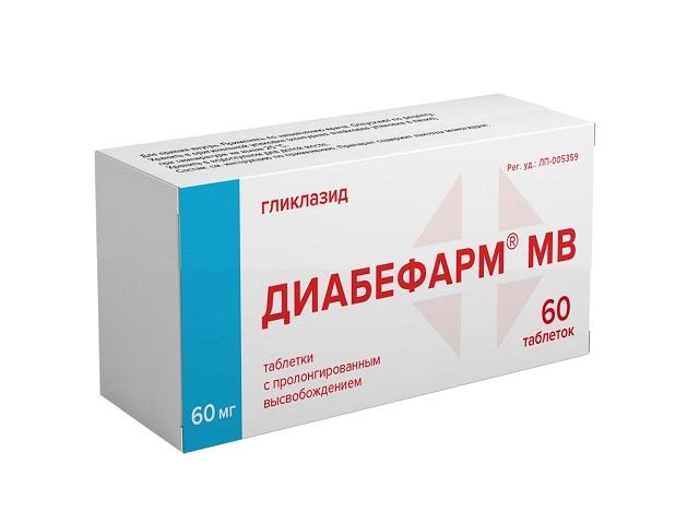 диабефарм мв 60мг. №60 таб. пролонг высвоб. фармакор