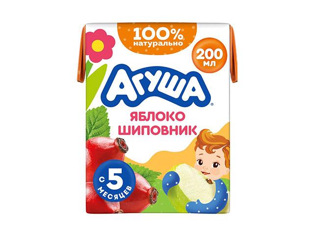 агуша сок 200мл. яблоко+шиповник б/сах освет.