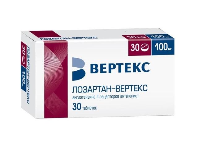 лозартан 100мг. №30 таб. п/п/о /верте/ 9625