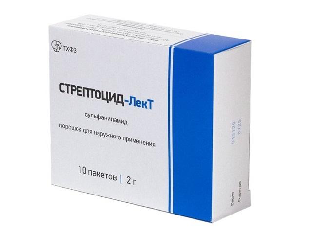 стрептоцид-лект 2г n10 пакет пор д/наруж прим.