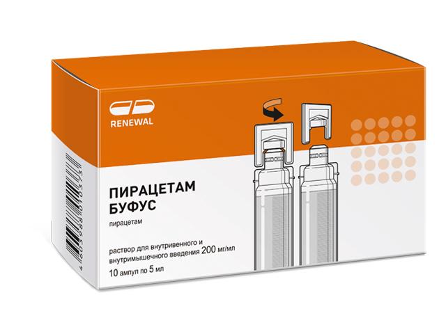 пирацетам буфус 20% 200мг/мл. 5мл. №10 р-р д/в/в, в/м амп. /renewal/ 0373