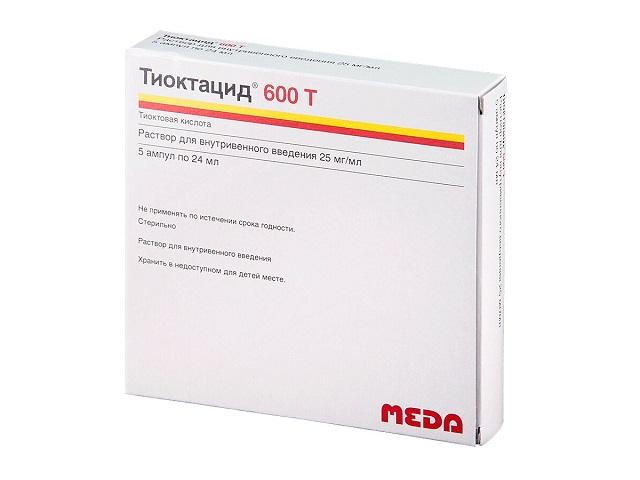 тиоктацид 600т 25мг/мл. 24мл. №5 р/р д/в/в амп.