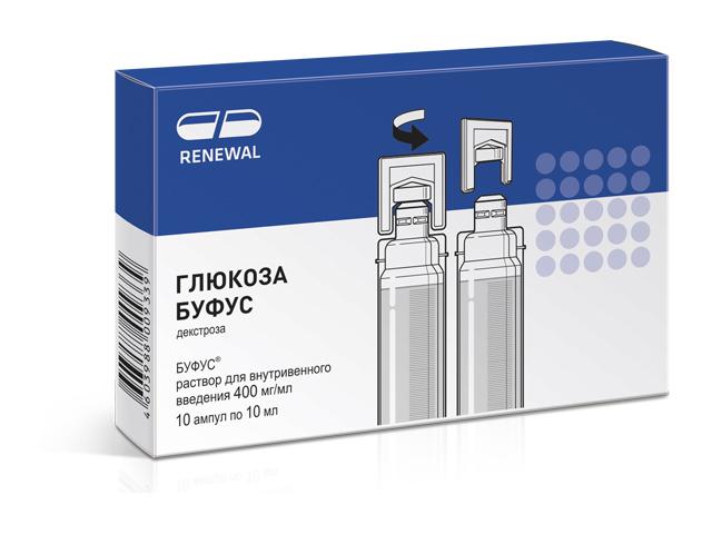 глюкоза буфус 40% 10мл. №10 р-р д/ин. амп. /renewal/