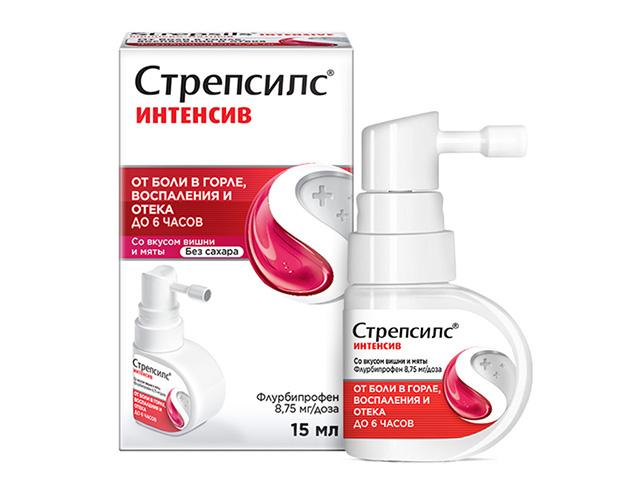 стрепсилс интенсив спрей со вкусом вишни и мяты 15мл
