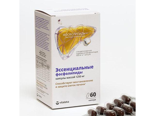 витатека эссенциальные фосфолипиды расторопша+вит.в 1250мг. №60 капс./полярис/