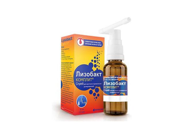 лизобакт комплит спрей д/местн. прим. 0,1мг+4,0мг+0,3мг/доза фл. 30мл 125 доз 8078