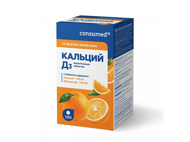 консумед кальций д3 жев.таб. №100 апельсин