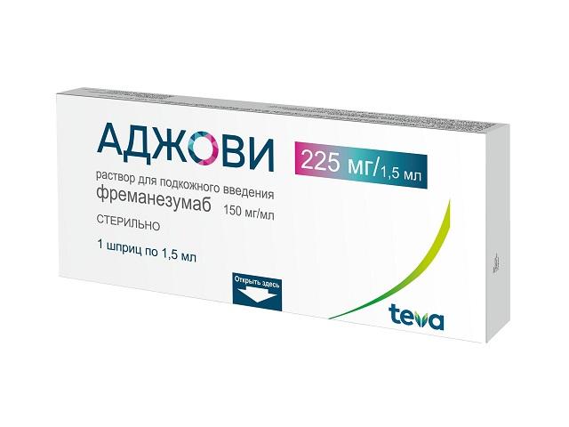 аджови р-р д/пк. введ 150 мг/мл шприц 1,5 мл №1