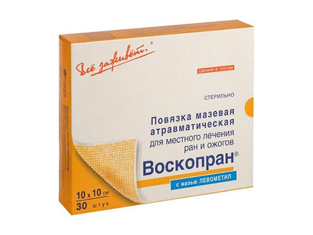 воскопран повязка с мазью левометил 10х10 см №30