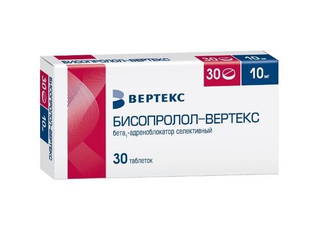 бисопролол-вертекс 10мг. №30 таб. п/о 1777