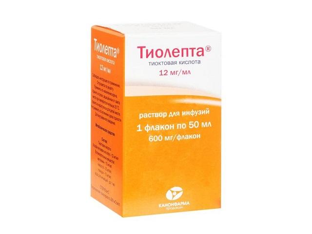 тиолепта р-р д/инф. 12мг/мл фл. 50мл №1 (в к-те с подвес.светозащ. футляром)