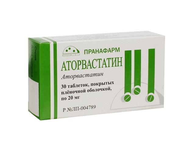аторвастатин 20мг. №30 таб.п/п/о /пранафарм/ 1952