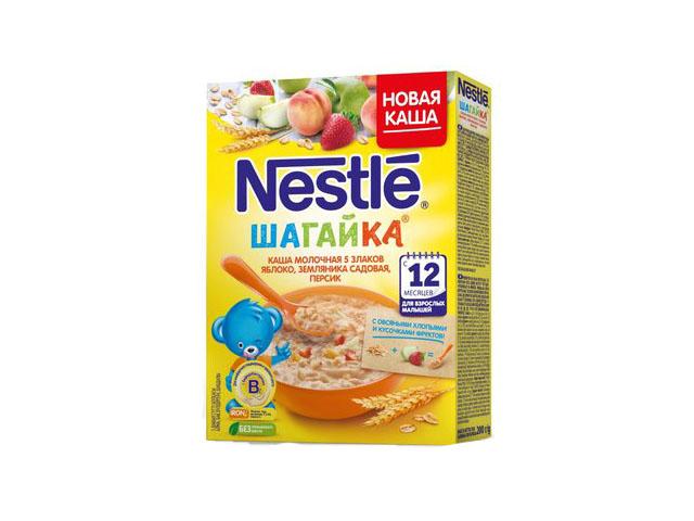 нестле каша 200г. шагайка 5 злаков яблоко+землян.+персик мол. [nestle]