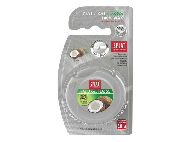 сплат зуб.нить объемная dentalfloss natural wax с аром. кокоса 40м. [splat]