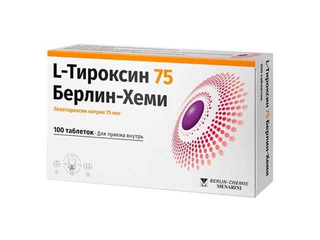 l-тироксин 75мкг. №100 таб. /берлин хеми/ 5958