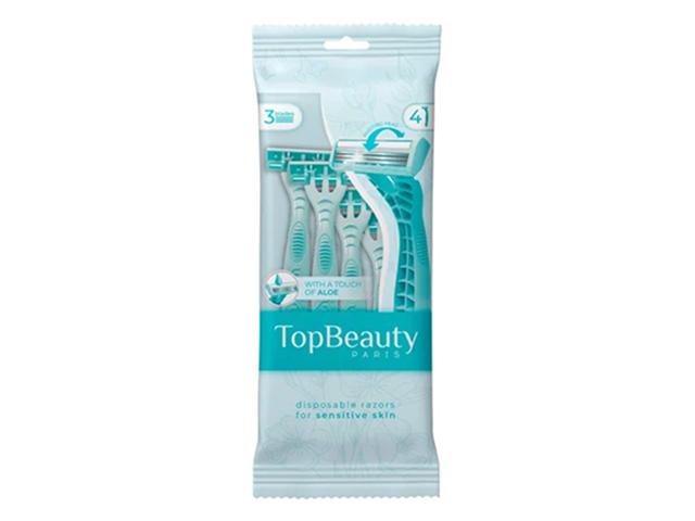 toptech topbeauty-3 бритвы женские одноразовые 4шт (009871)